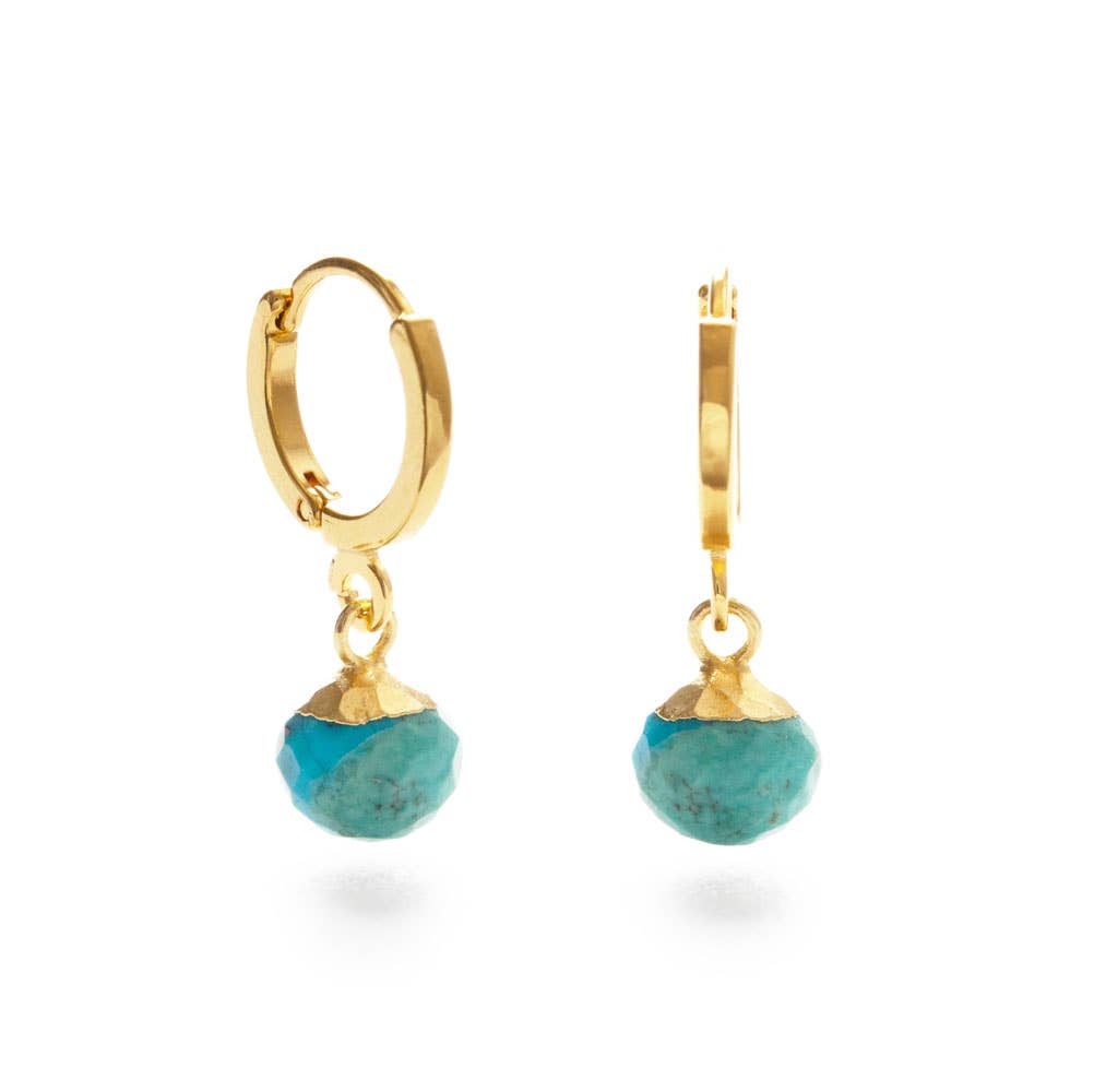 Onion Cut Gemstone Huggie Hoops