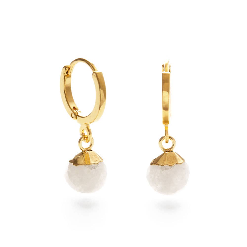 Onion Cut Gemstone Huggie Hoops