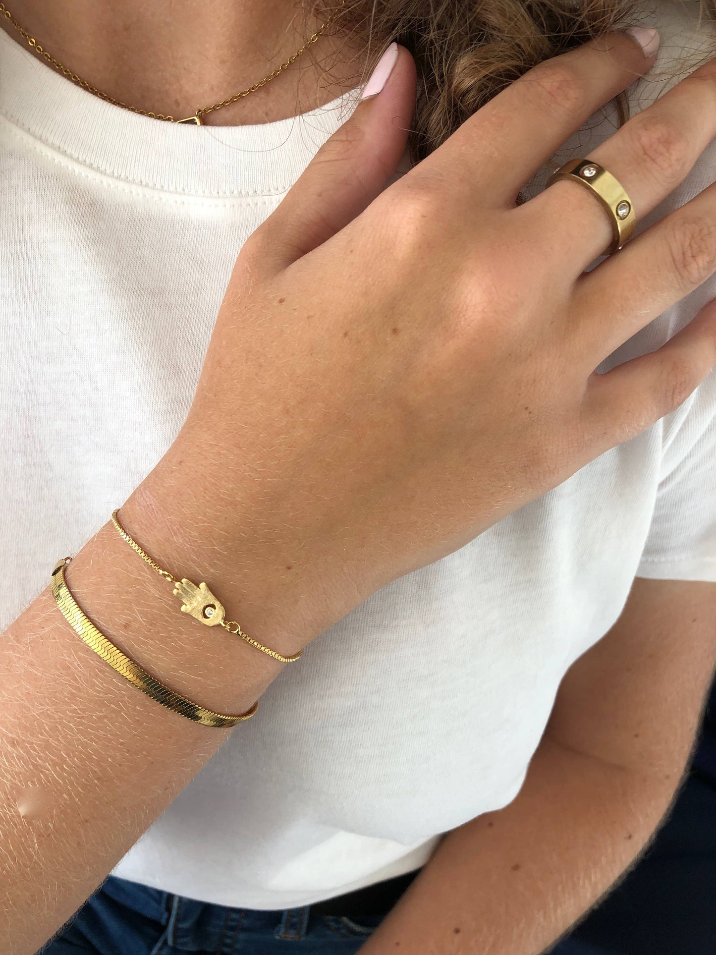 Hamsa hand connector bracelet