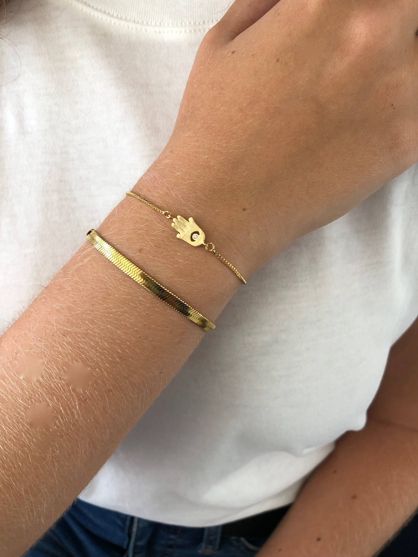 Hamsa hand connector bracelet